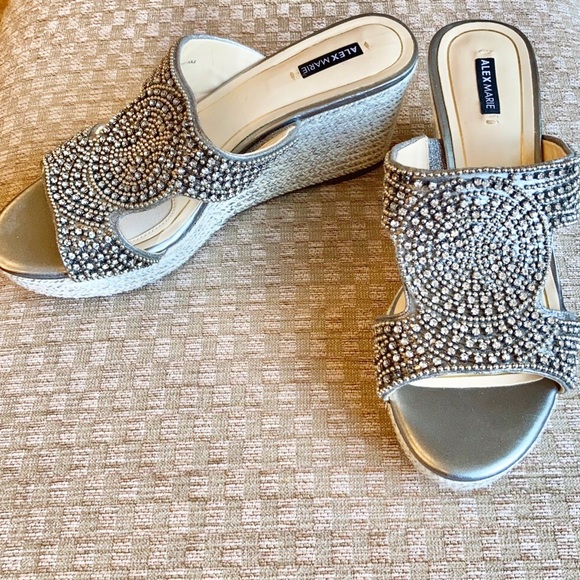Alex Marie Rhinestone and Beaded Wedge Sandal - Picture 2 of 10